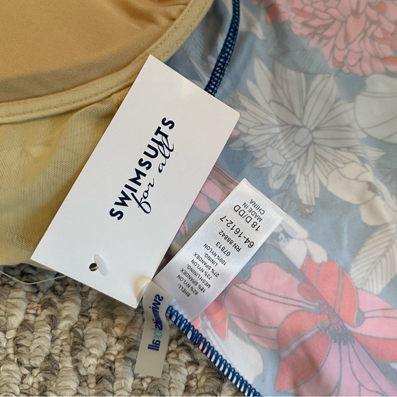 Swimsuits for All Tankini top size 18, NEW with tags blue floral - Picture 3 of 3